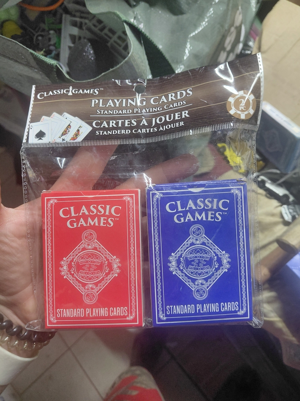 two-pack of Classic Games Standard Playing Cards featuring one red deck and one